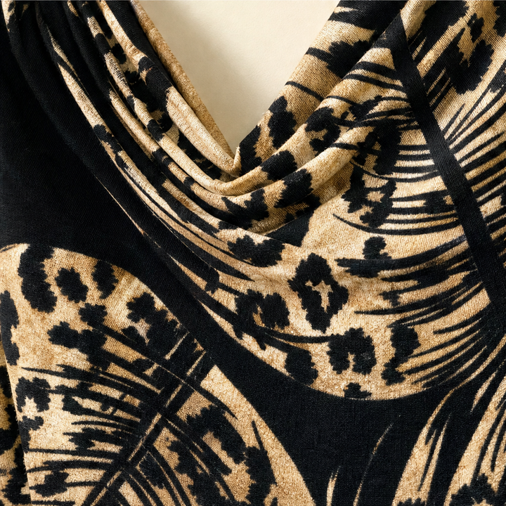 Marabella – Sukienka A-line w kolorze blokowym z leopardzim nadrukiem