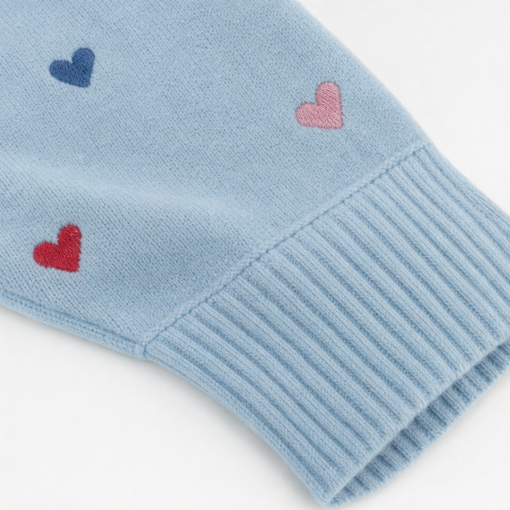 Heartwell – Kolorowy Sweter z Serduszkami i Rękawami Nietoperzami