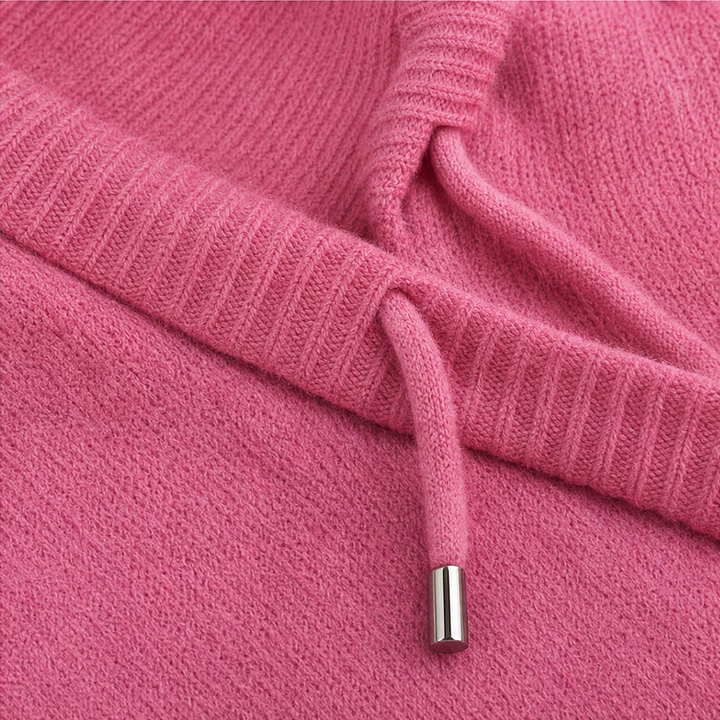 Cozelle – Luźny, Przerwanowy, Otwarty Sweter z Kapturem