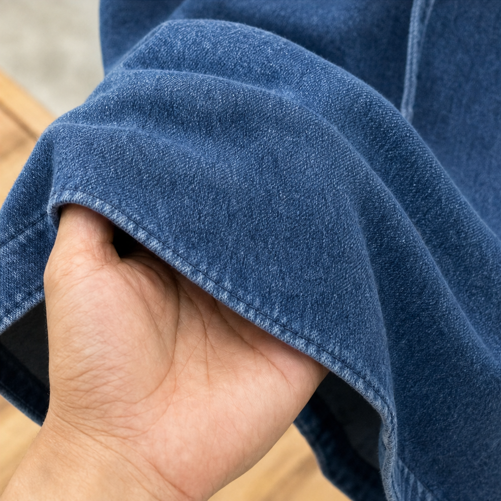 Wearbella – Oversized, Prany Denimowy Pulower z Kapturem