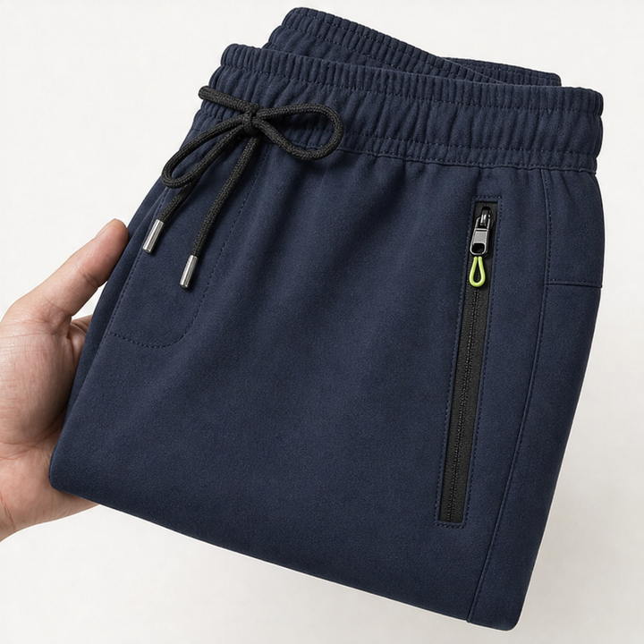Poketa – Jogger z kieszeniami na zamek, Slim-Straight Pull-On