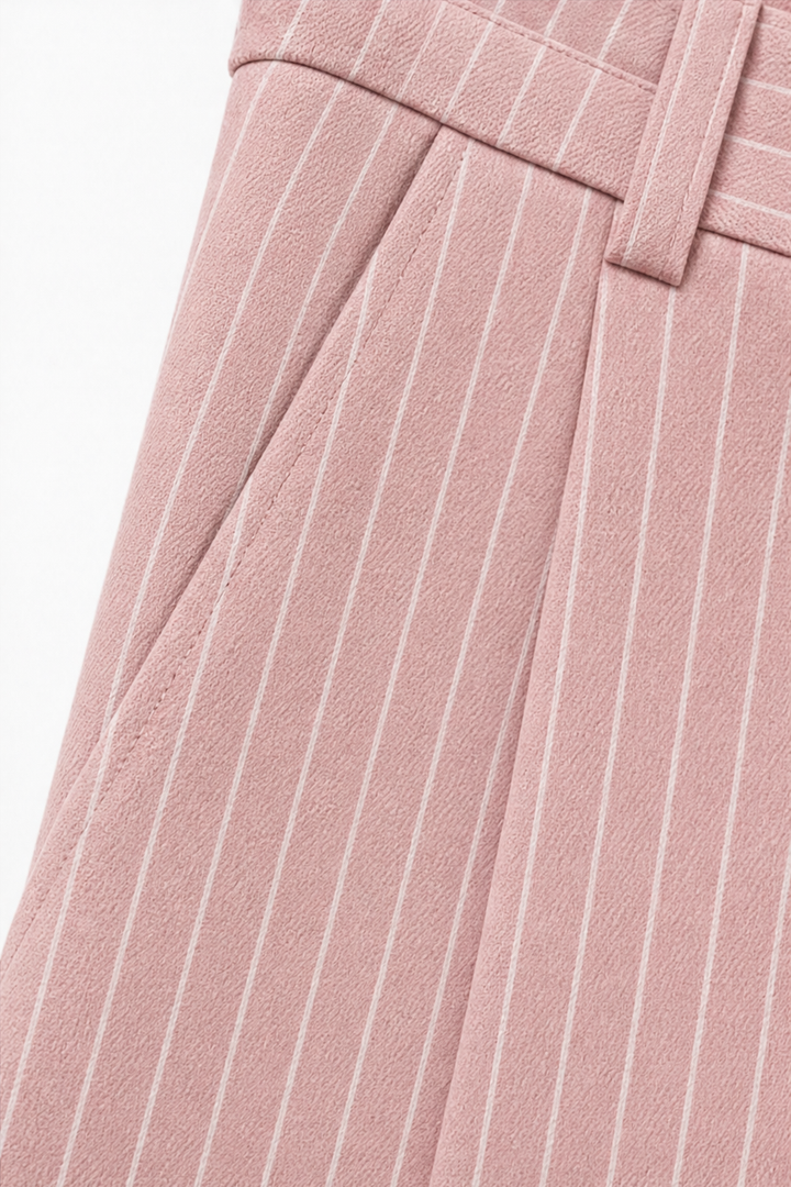 Longline – Spodnie w paski w stylu high-waist z szerokimi nogawkami