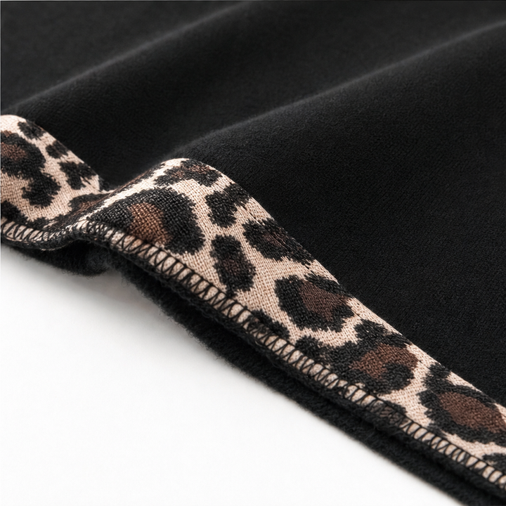 Wildelle – Bluza z kapturem z leopardskim wykończeniem i szerokimi rękawami