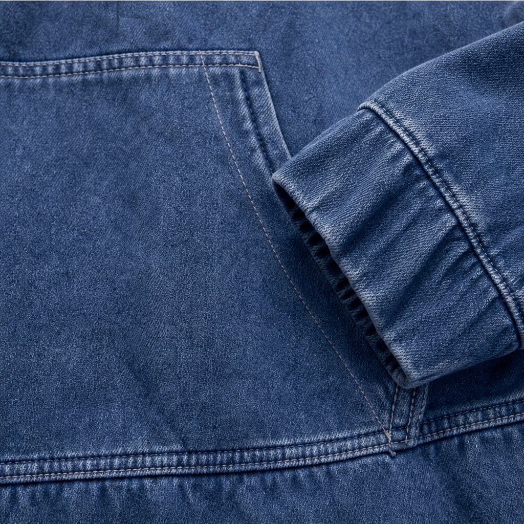 Denim Ease – Przeciętny, Przeciętny Kaptur w Stylu Dżinsowym
