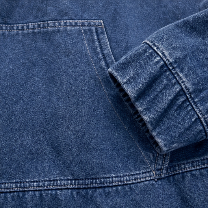 Denim Ease – Przeciętny, Przeciętny Kaptur w Stylu Dżinsowym