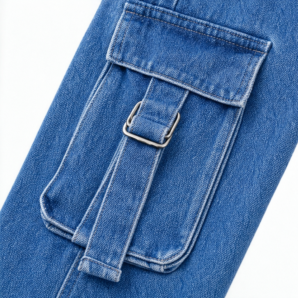 Elara – Kombinezon dżinsowy z szerokimi nogawkami i zamkiem z przodu