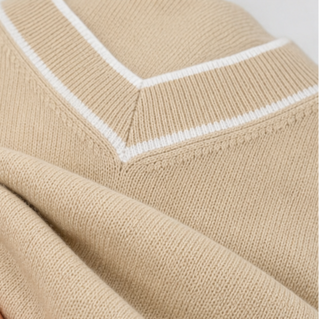 Vellora – Sweter z dekoltem w serek z kontrastowym wykończeniem
