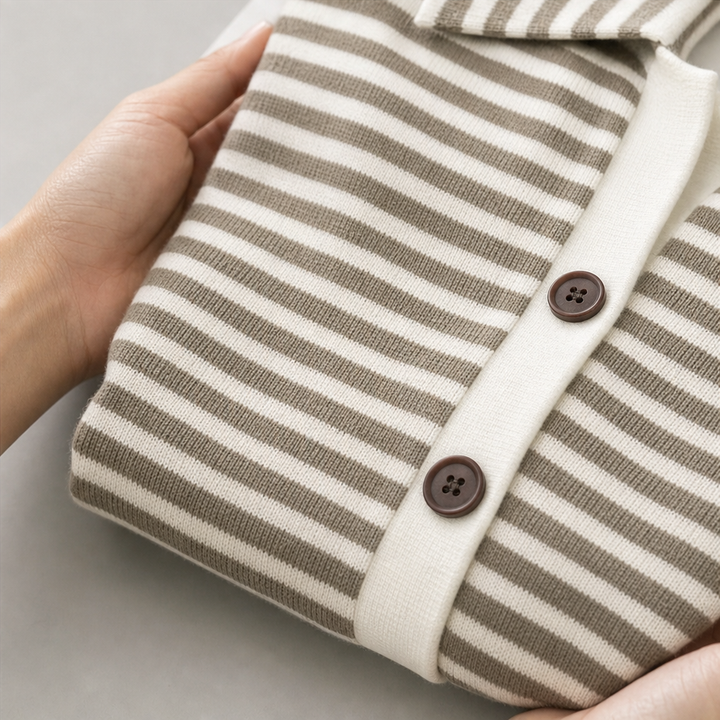 Wearbella – Kardigan w paski z kołnierzykiem i zapięciem na guziki