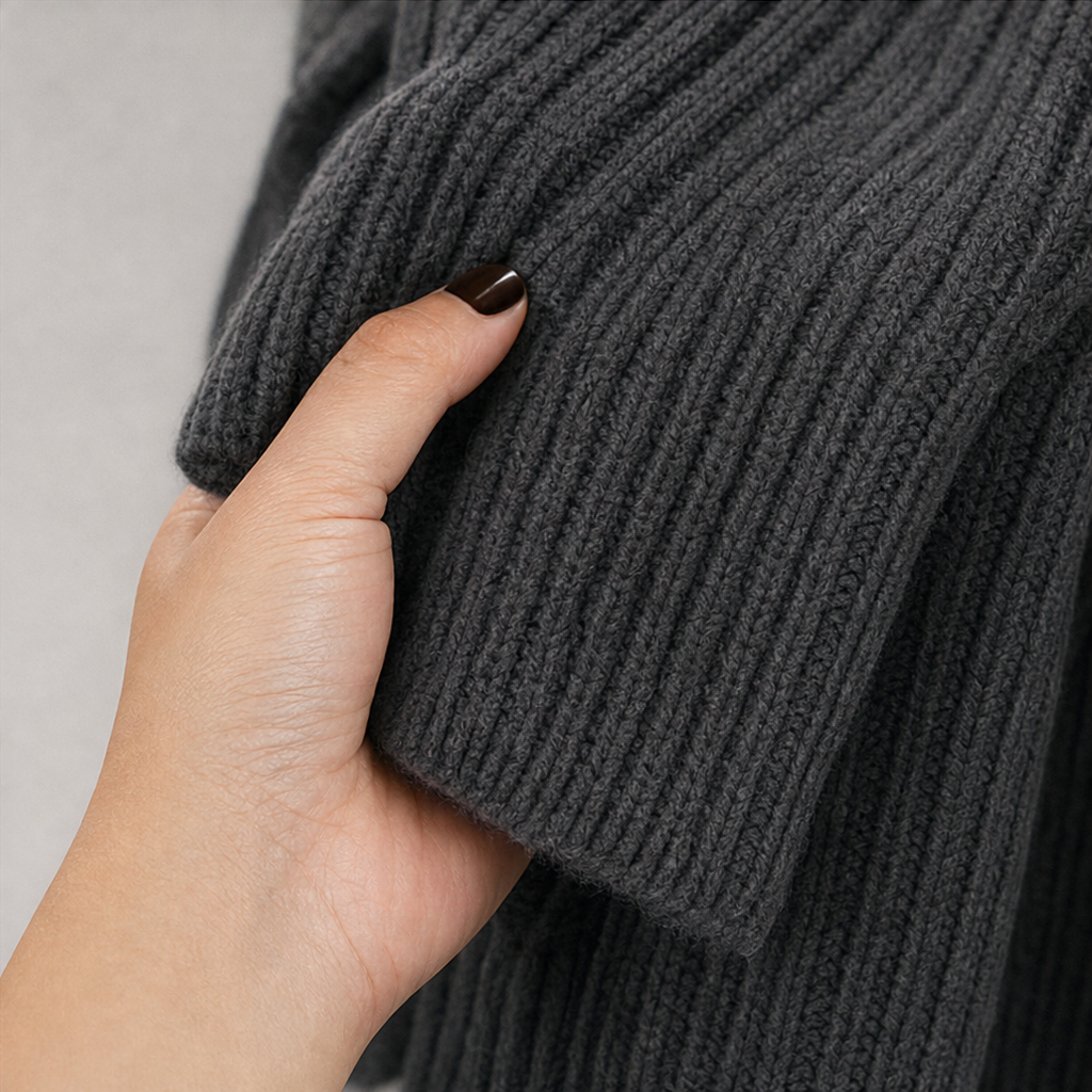 Cozyelle – Sweter Sukienka z Rękawami Raglan i Wysokim Kołnierzem