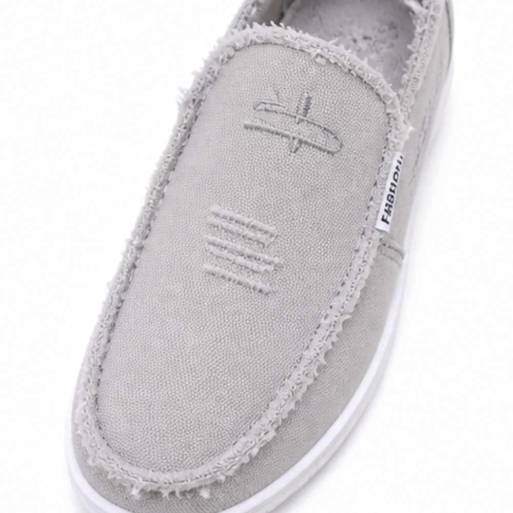Breeza – Damskie Zniszczone Kanvasowe Mokasyny Slip-On z Postrzępionymi Krawędziami