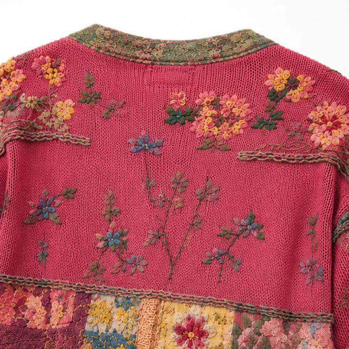 Solenne – Kwiatowy Kardigan Boho w Stylu Patchwork