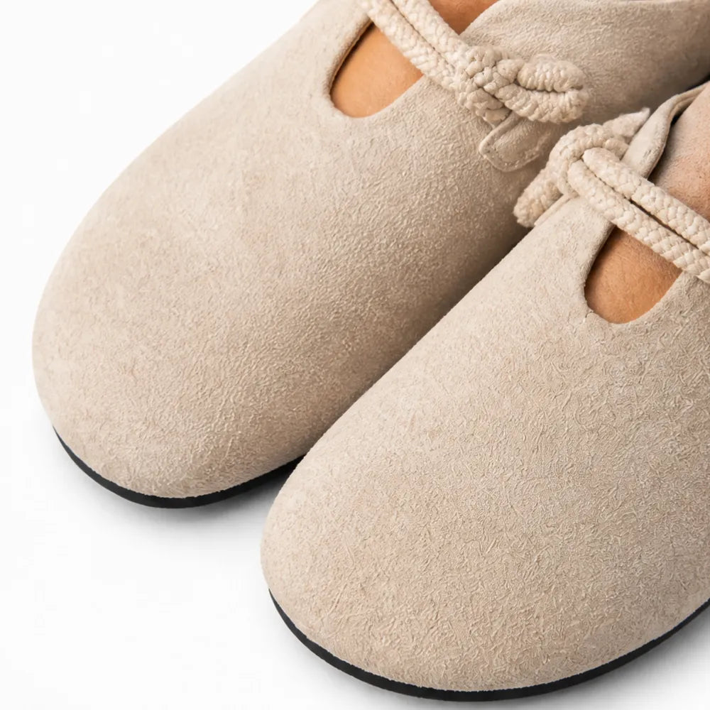 Solette – Płaskie buty Mary Jane z zapięciem na węzeł w stylu zamszowym dla kobiet