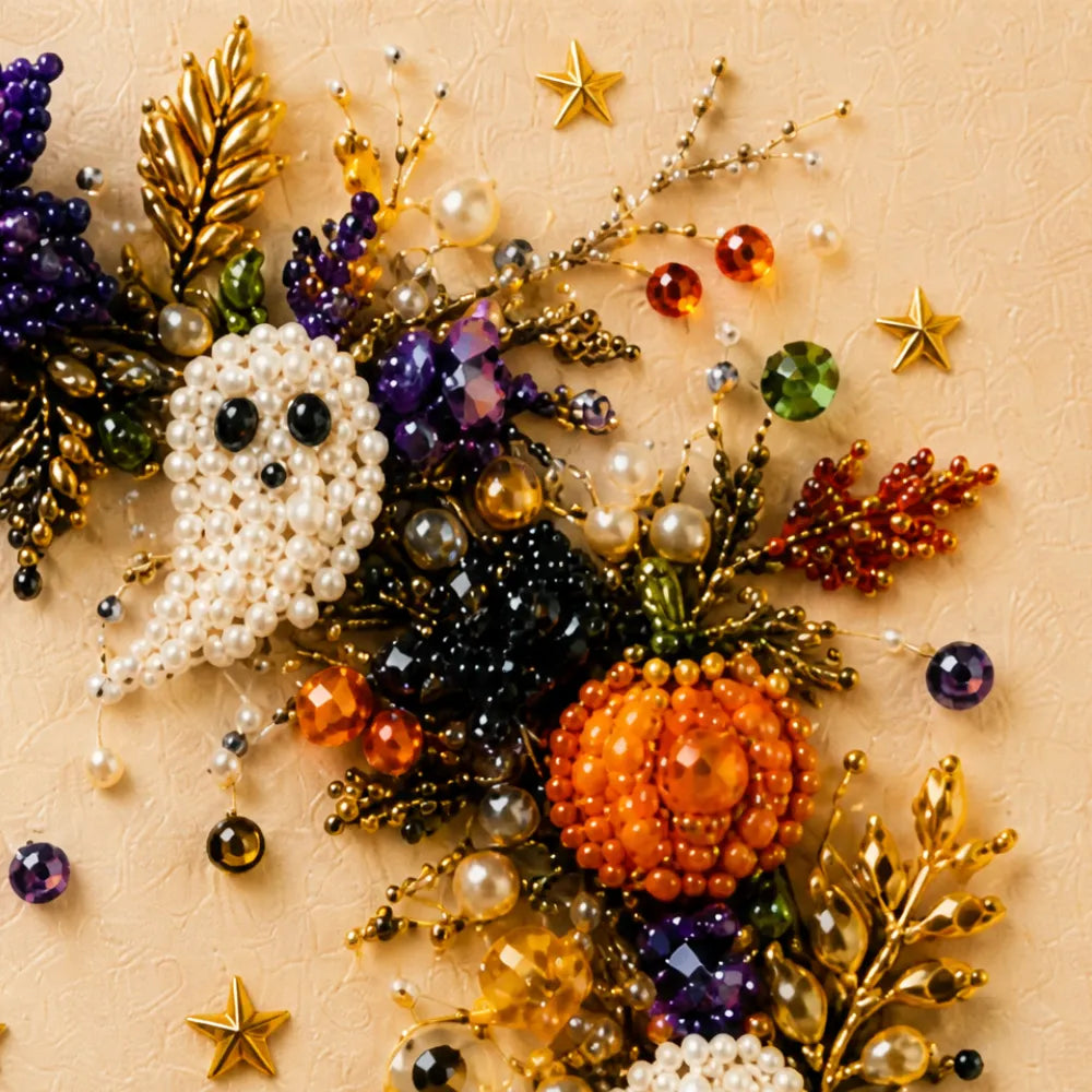 Beadory – Zestaw do tworzenia biżuterii na Halloween z perłowymi koralikami, przytulna sztuka ścienna DIY