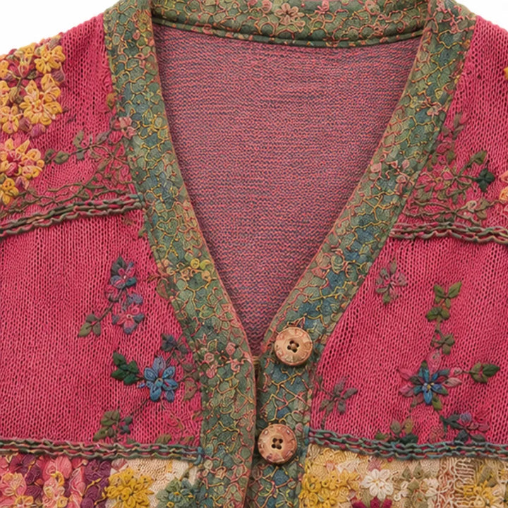 Solenne – Kwiatowy Kardigan Boho w Stylu Patchwork