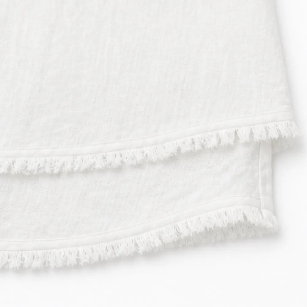 Lorelei – Boho T-shirt z frędzlami w dekolcie V dla kobiet, luźny krój maskujący brzuch