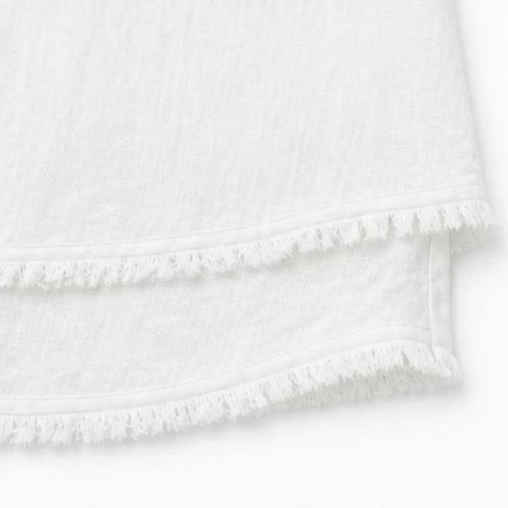 Lorelei – Boho T-shirt z frędzlami w dekolcie V dla kobiet, luźny krój maskujący brzuch