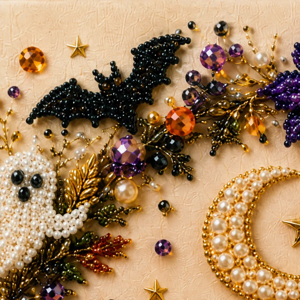 Beadory – Zestaw do tworzenia biżuterii na Halloween z perłowymi koralikami, przytulna sztuka ścienna DIY