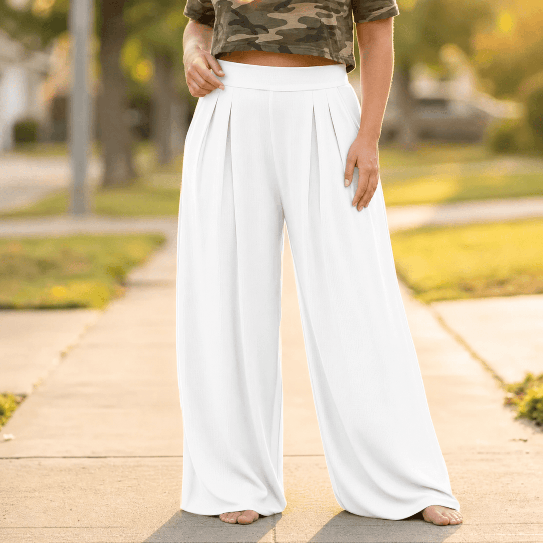 Curvella – Spodnie Palazzo z Fala i Plisami dla Kobiet