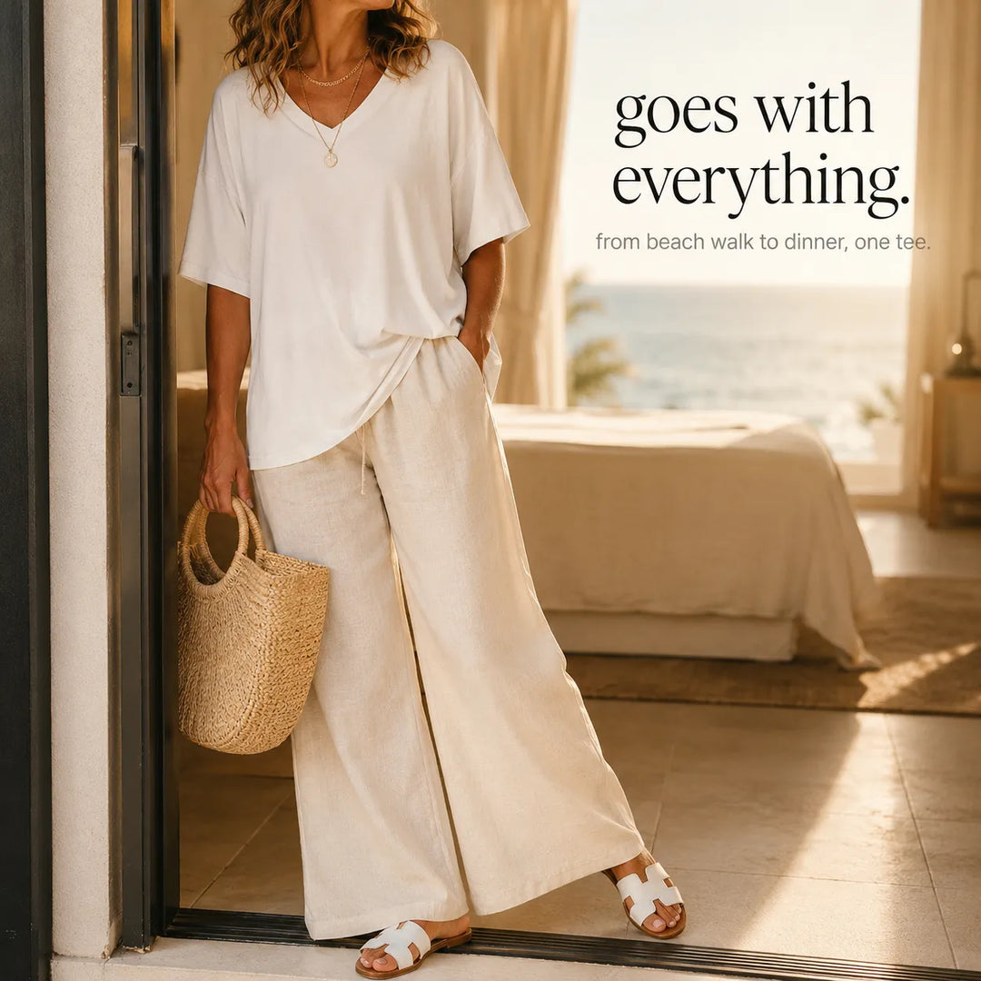 Vivelyn – Oversized T-shirt z dekoltem w serek
