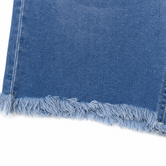 Denimly – Szorty Bermudy z wysokim stanem i postrzępionym dołem z stretchu