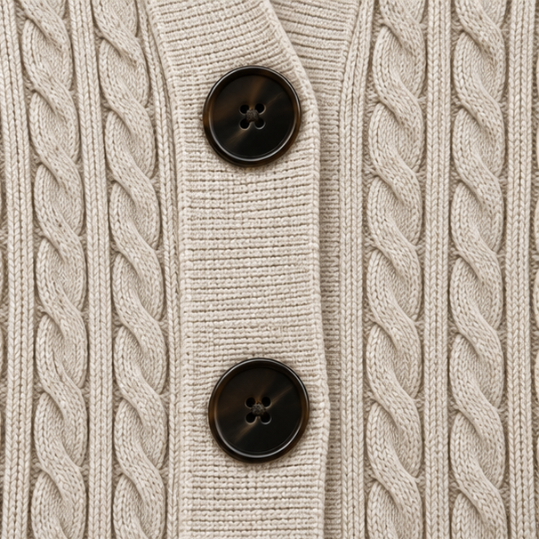 Elara Knit – Długi Kamizelka w Stylu Splotu Kablowego