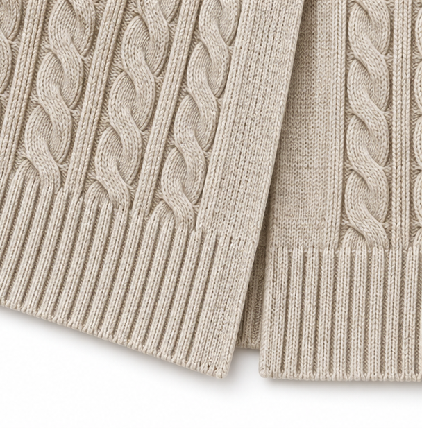 Elara Knit – Długi Kamizelka w Stylu Splotu Kablowego