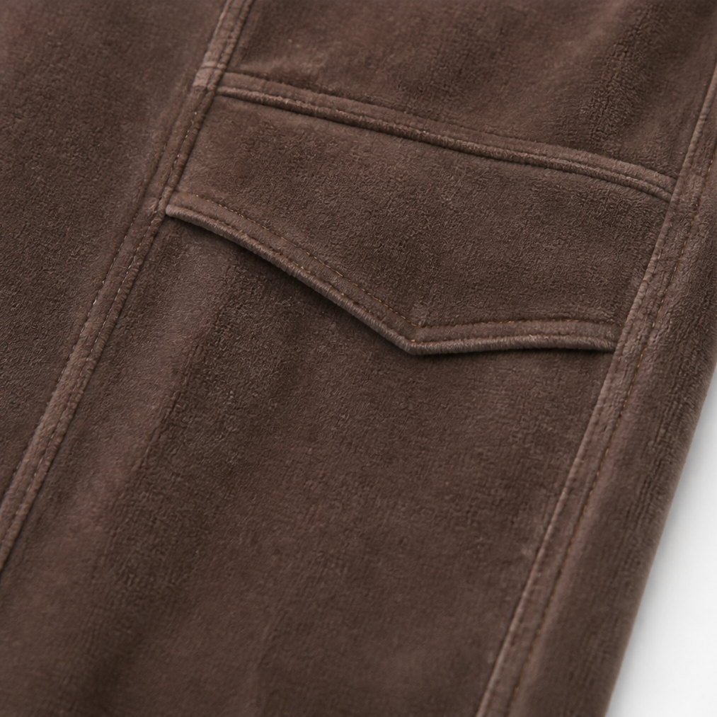 Draperie – Szerokie Spodnie z Sznurkiem z Rybkowego Weluru