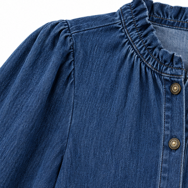 Wearbella – Bluzka z falbanami i stójką, wyglądająca jak dżins
