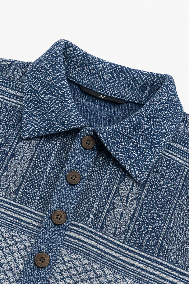 Layerlyn – Bluzka dzianinowa z denimu w patchworkowym wzorze