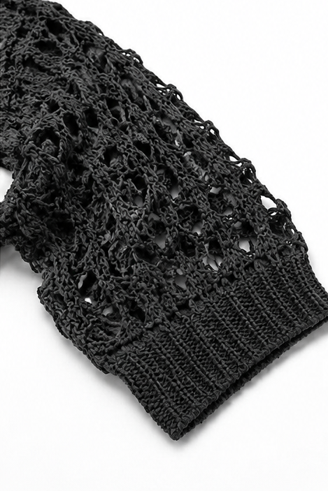 Sunlace – Sweter Oversize z Otwartych Splotów na Ramię