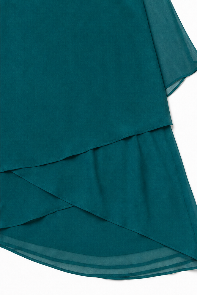 Wearbella – Zestaw drapowanej asymetrycznej bluzki i spodni z szerokimi nogawkami