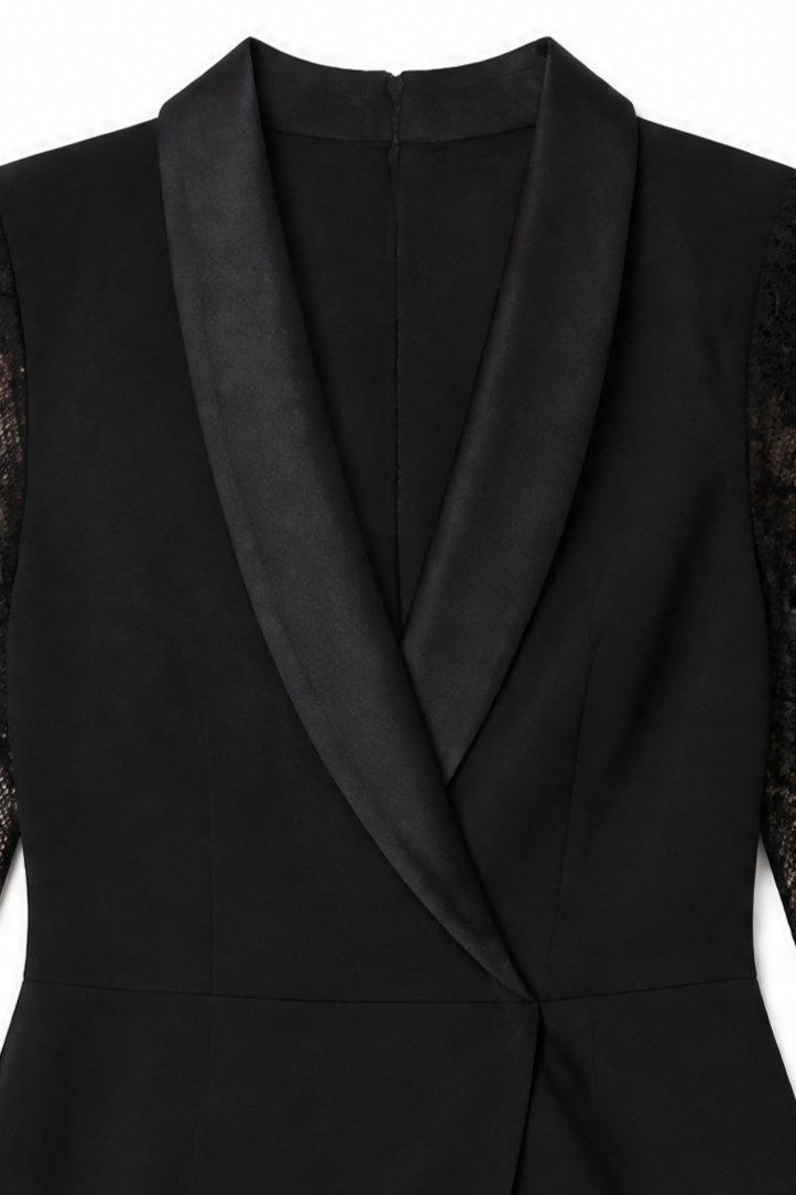 Draperra – Sukienka koktajlowa bodycon z koronkowymi rękawami