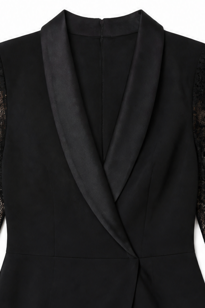 Draperra – Sukienka koktajlowa bodycon z koronkowymi rękawami
