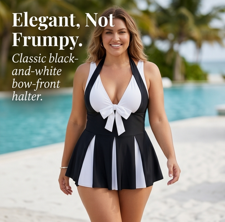 Soliera – Kobiecy Strój Kąpielowy Plus Size z Halterem i Szortami