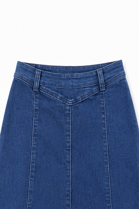 Wearbella – Spódnica Maxi Dżinsowa w Stylu A z Wysokim Stanem
