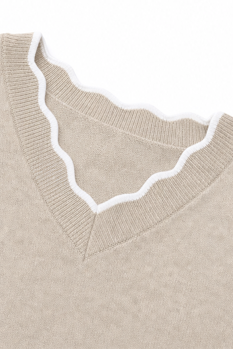 Wearbella – Sweter z falbaniastym wykończeniem przy dekolcie w kształcie litery V