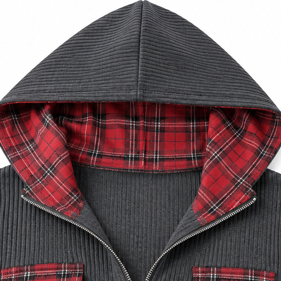 Marelle – Sweter z panelem w kratę, z zamkiem błyskawicznym