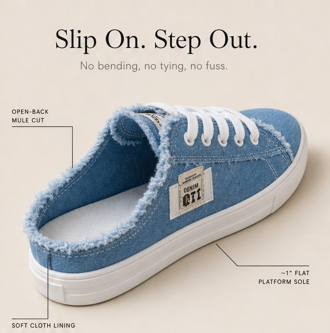 Vellora – Zniszczone Dżinsowe Sneakersy Slip-On