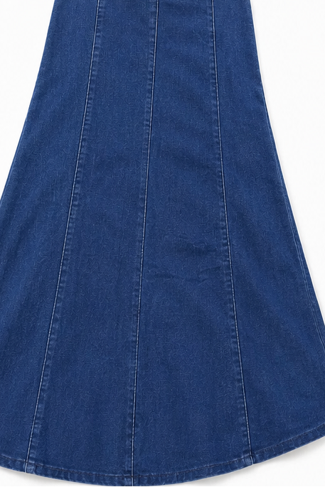 Wearbella – Spódnica Maxi Dżinsowa w Stylu A z Wysokim Stanem
