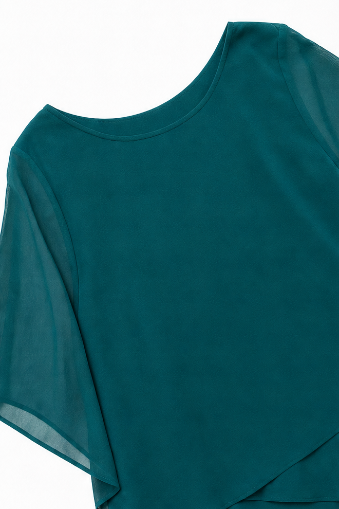 Wearbella – Zestaw drapowanej asymetrycznej bluzki i spodni z szerokimi nogawkami