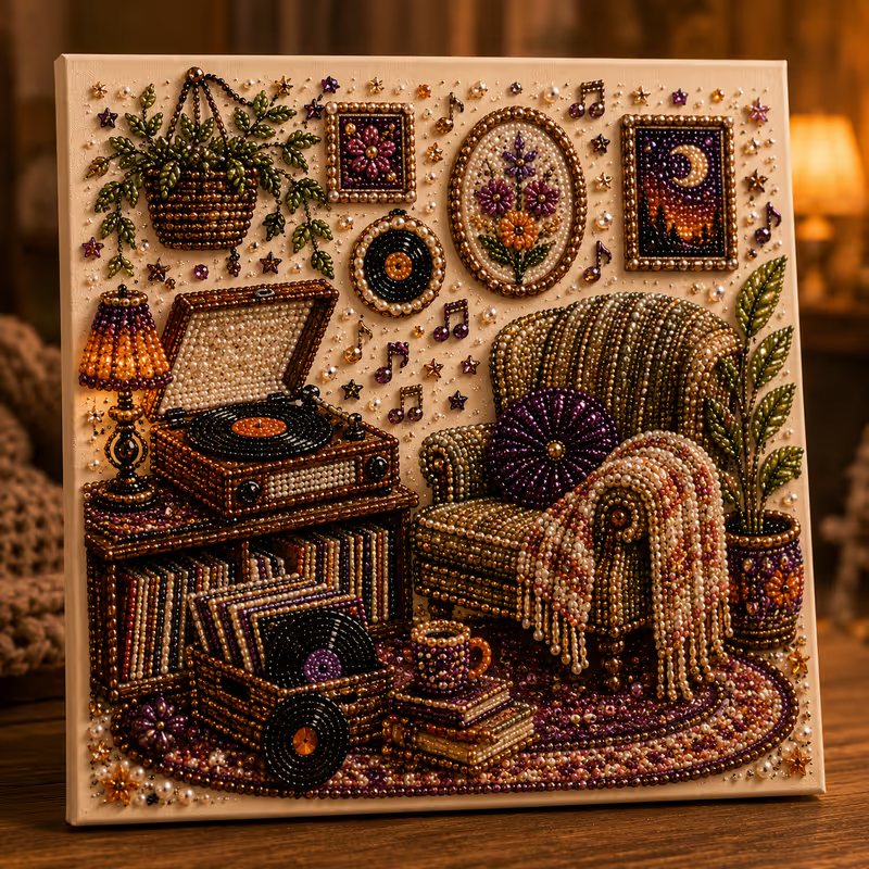CozyGlow – Zestaw do haftu diamentowego w pracowni krawieckiej