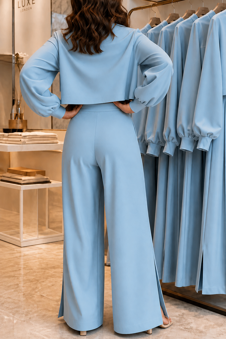 Wearbella – Zestaw bluzki z rękawem biskupa i szerokich spodni