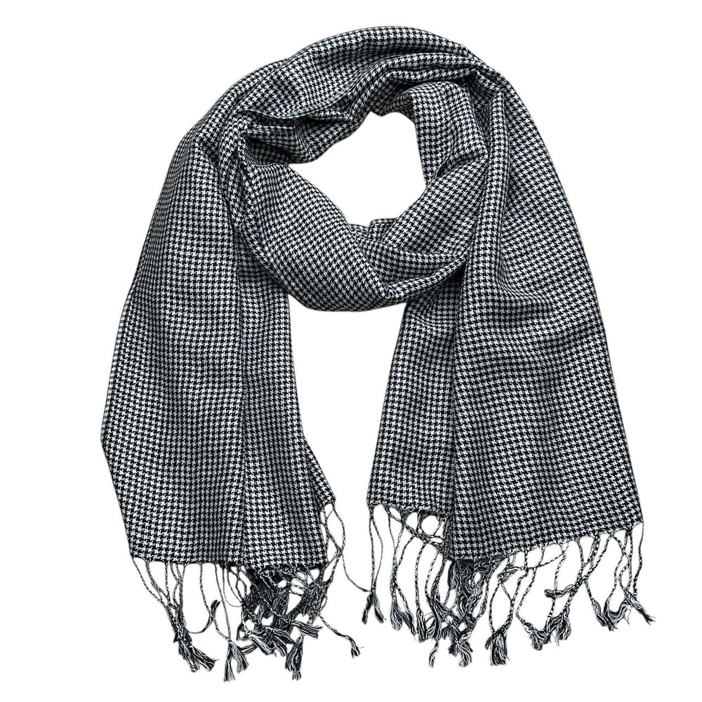 Szalik żakardowy w czarno-biały wzór, 178 x 53 cm, akryl, unisex