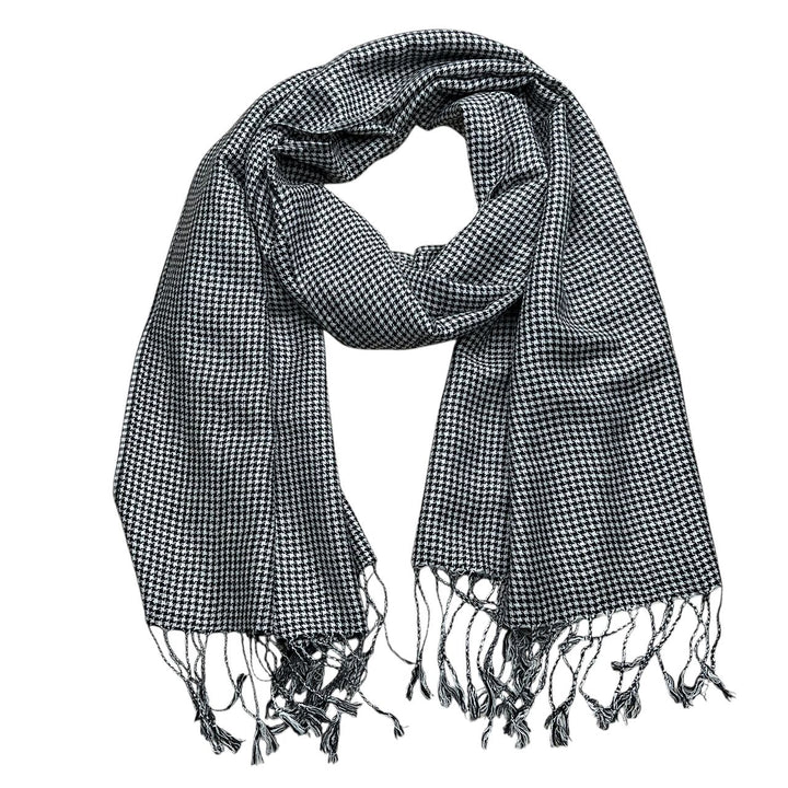 Szalik żakardowy w czarno-biały wzór, 178 x 53 cm, akryl, unisex
