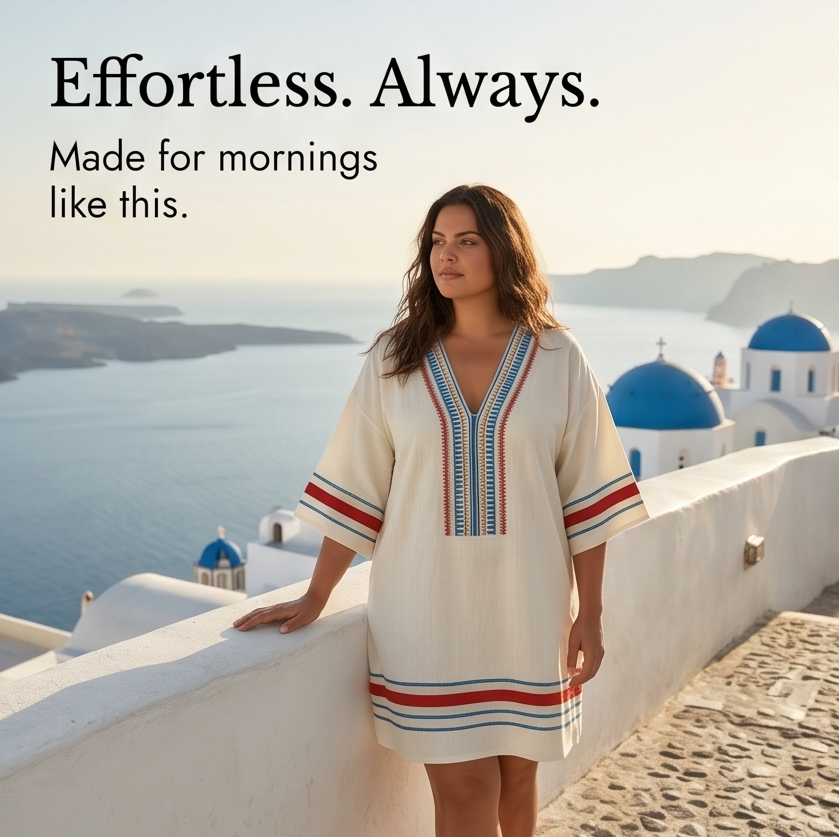 Sienna – Kobieca Mini Sukienka Kaftan z Haftem