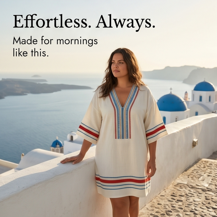 Sienna – Kobieca Mini Sukienka Kaftan z Haftem