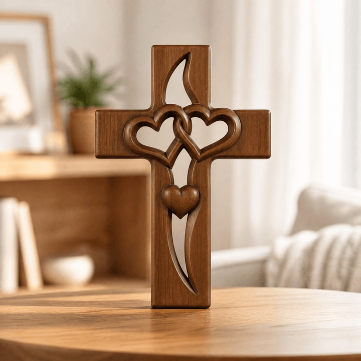Everheart - Krzyż z Splecionymi Sercami na Ścianę