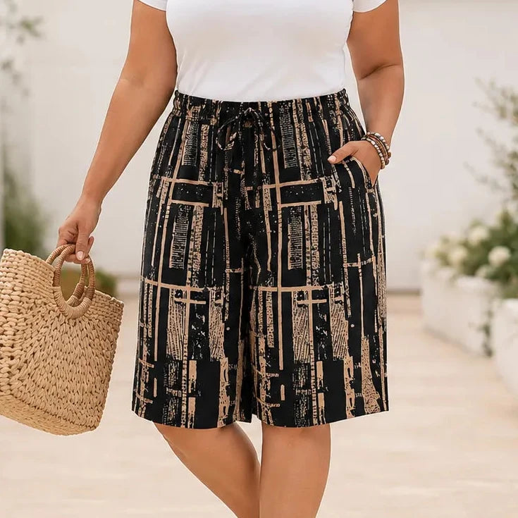 Wearbella – Retro Wydrukowane Szorty Letnie z Szerokimi Nogawkami dla Kobiet
