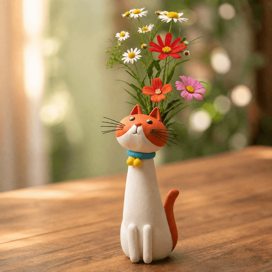 Felina – Ręcznie robiony ceramiczny wazon na kwiaty w kształcie kota
