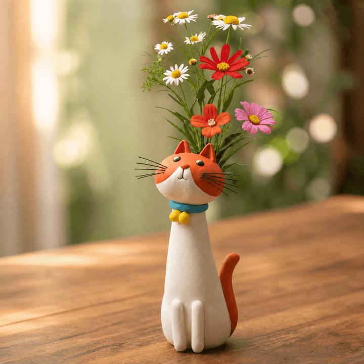 Felina – Ręcznie robiony ceramiczny wazon na kwiaty w kształcie kota